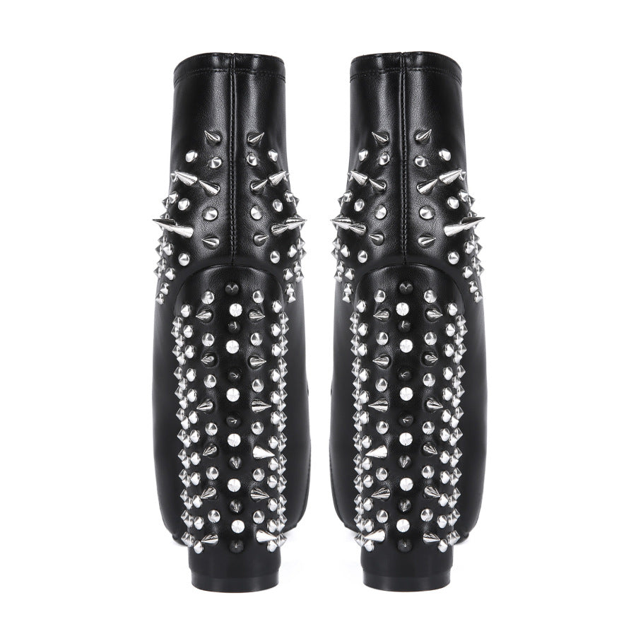 Scene Boots Punk Rock Ankle Chunky Heel Platform Emo Boots | Gothic Block Straps Women Dark High Heeled