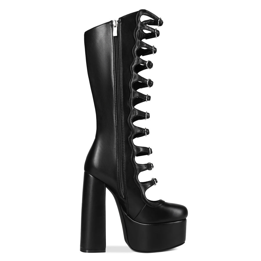 Minimalist Goth Boots Dark Style | Chunky Platform Alt fashion E-girl Ankle Boots