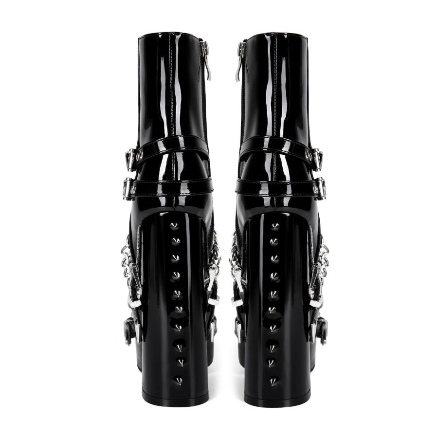 Alt Emo Boots Women's Gothic Chunky Heel Ankle | Block Scene Heel Goth Dark Style Punk Heeled Shoe