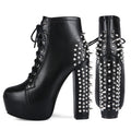 Scene Boots Punk Rock Ankle Chunky Heel Platform Emo Boots | Gothic Block Straps Women Dark High Heeled