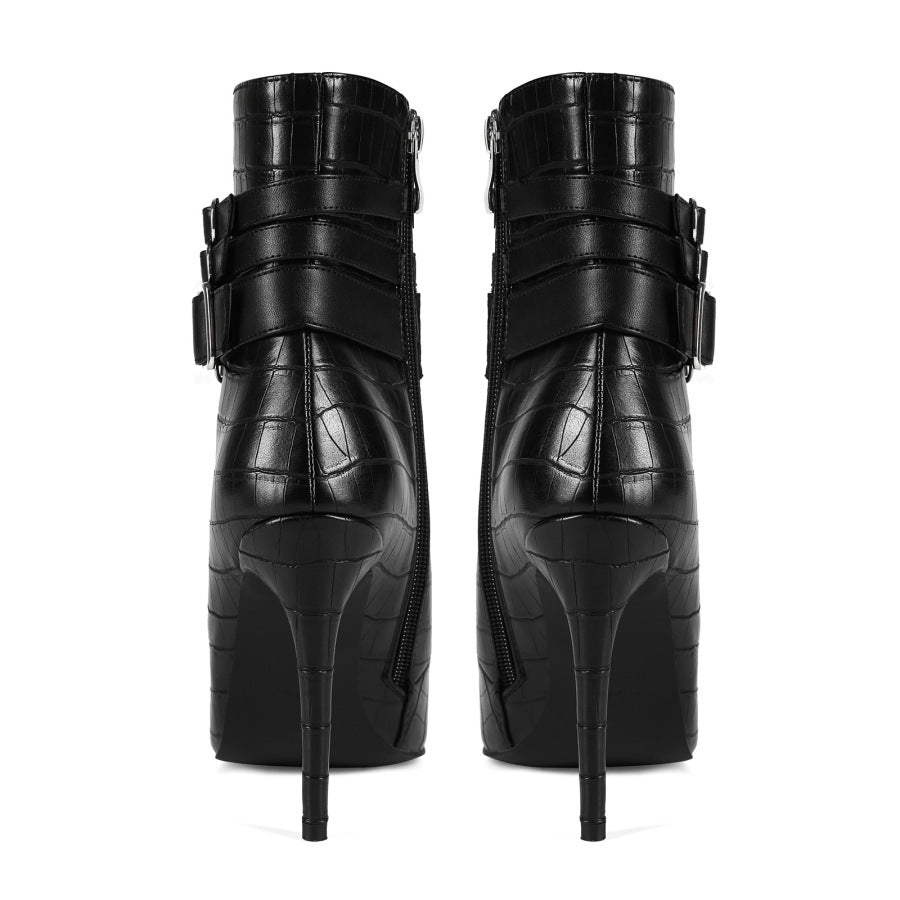 Women Gothic High Heel Ankle | Punk Rock Stiletto Fetish Goth Heel Dark Style