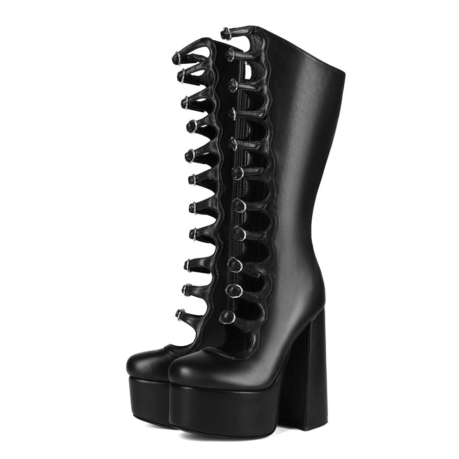 Minimalist Goth Boots Dark Style | Chunky Platform Alt fashion E-girl Ankle Boots