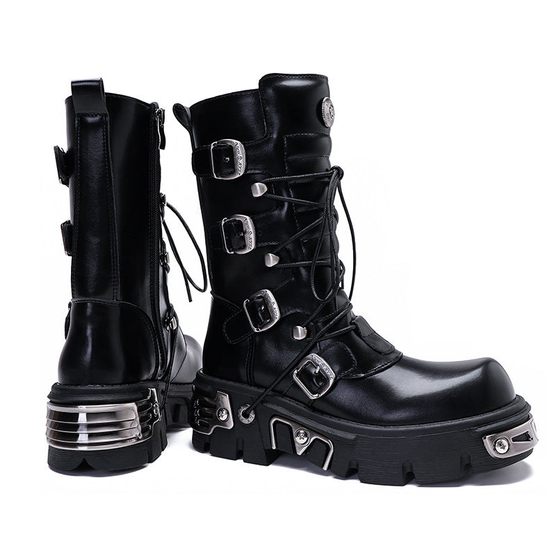 Scene Boots Chunky Platform Gothic Emo Boots | Punk Rock Footwear Cyberpunk | Combat Dark Shoes