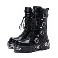 Scene Boots Chunky Platform Gothic Emo Boots | Punk Rock Footwear Cyberpunk | Combat Dark Shoes