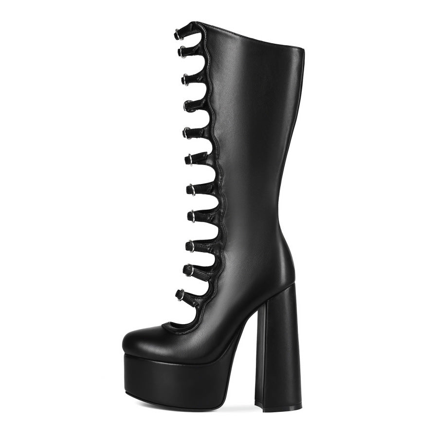 Minimalist Goth Boots Dark Style | Chunky Platform Alt fashion E-girl Ankle Boots