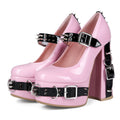 Women's Block Heel Chunky Heel Ankle Punk High Heel | Dark Style Goth Shoe