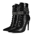 Women Gothic High Heel Ankle | Punk Rock Stiletto Fetish Goth Heel Dark Style