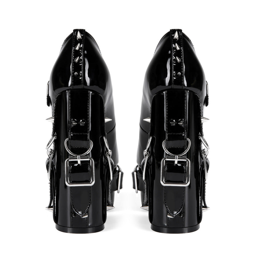 Scene Boots Chunky Heeled Platform | Emo Boots Studded Gothic Mary Janes Women Punk Dark Block