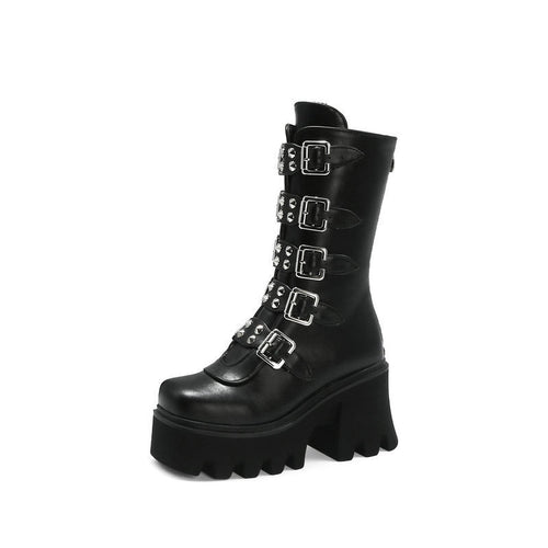 Emo Boots Punk Combat Chunky Platform | Womens Punk Rock Footwear Alternative Goth Shoe