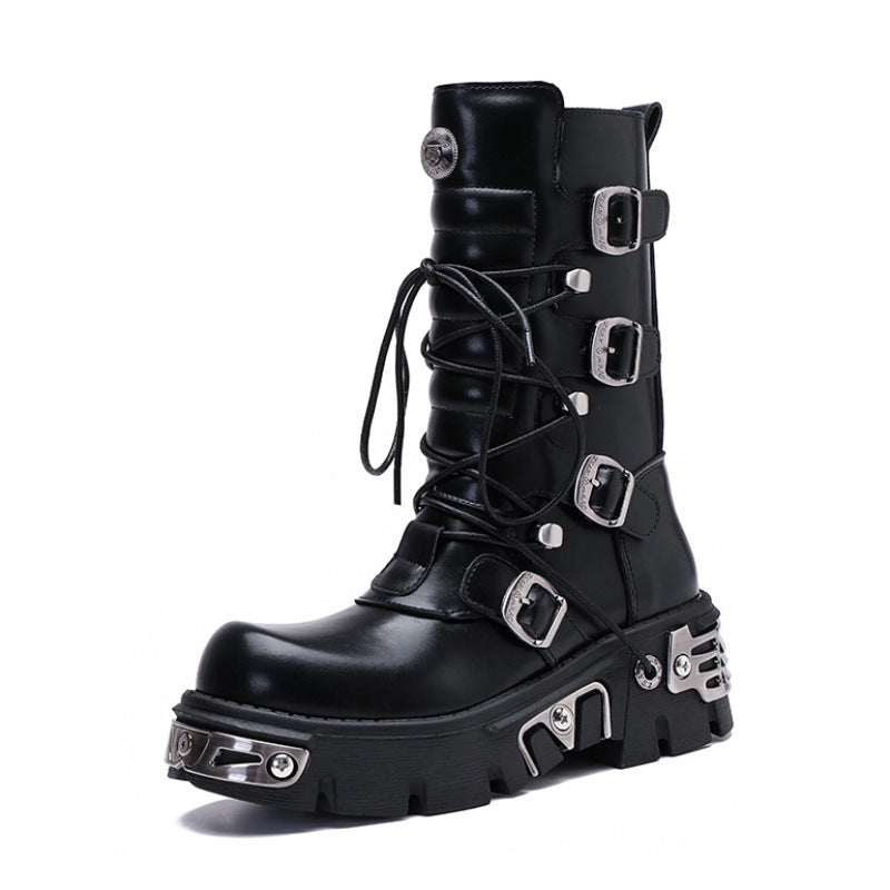 Scene Boots Chunky Platform Gothic Emo Boots | Punk Rock Footwear Cyberpunk | Combat Dark Shoes