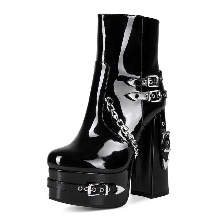 Alt Emo Boots Women's Gothic Chunky Heel Ankle | Block Scene Heel Goth Dark Style Punk Heeled Shoe