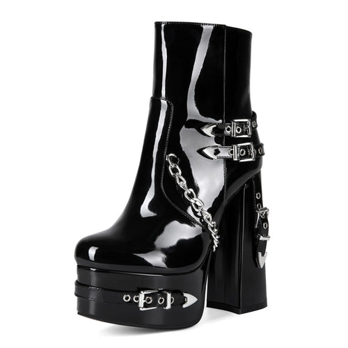 Alt Emo Boots Women's Gothic Chunky Heel Ankle | Block Scene Heel Goth Dark Style Punk Heeled Shoe