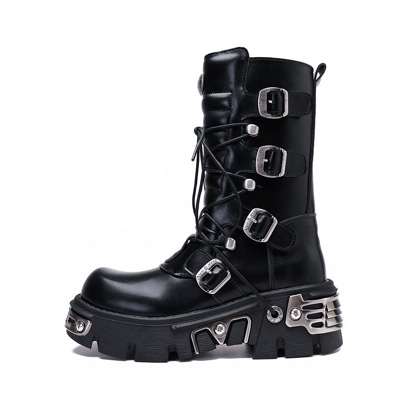 Scene Boots Chunky Platform Gothic Emo Boots | Punk Rock Footwear Cyberpunk | Combat Dark Shoes