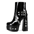 Alt Emo Boots Women's Gothic Chunky Heel Ankle | Block Scene Heel Goth Dark Style Punk Heeled Shoe