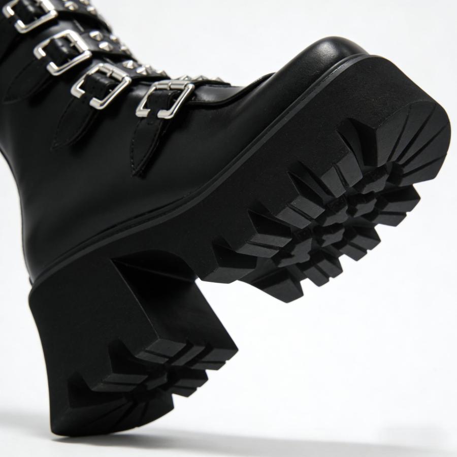 Emo Boots Punk Combat Chunky Platform | Womens Punk Rock Footwear Alternative Goth Shoe