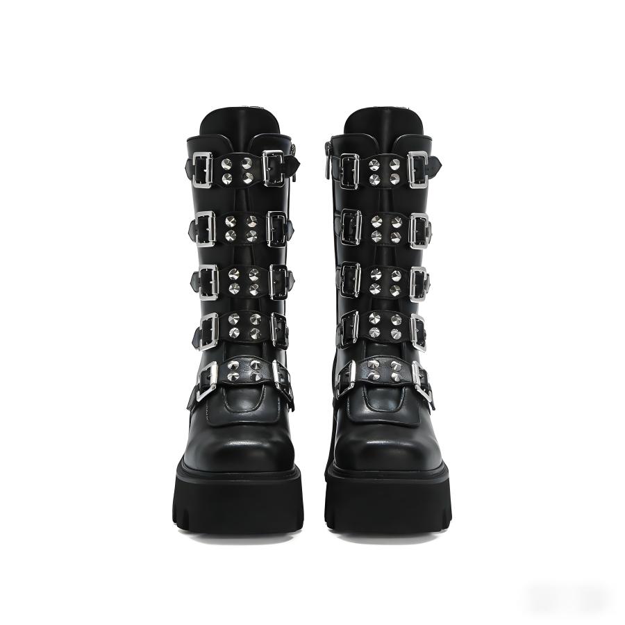 Emo Boots Punk Combat Chunky Platform | Womens Punk Rock Footwear Alternative Goth Shoe