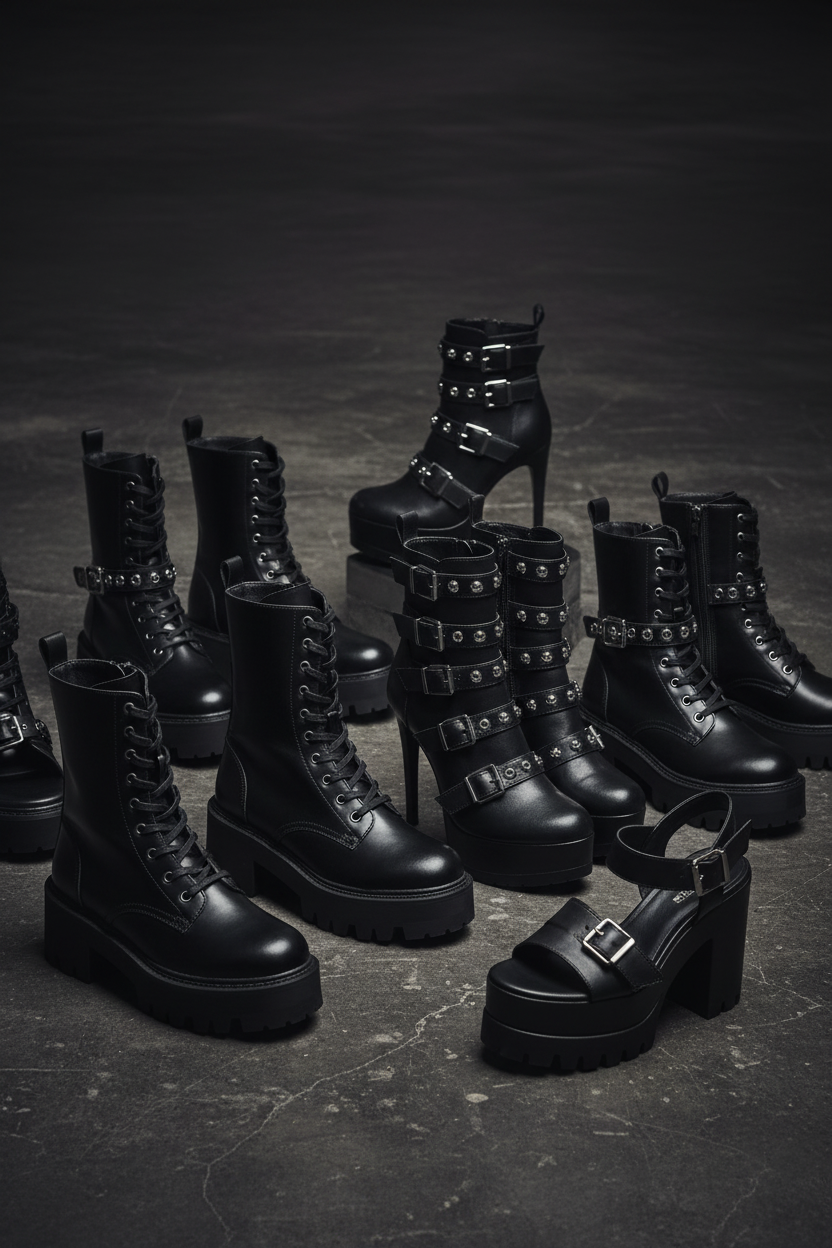 Puppyle Women's Gothic Shoes Display
